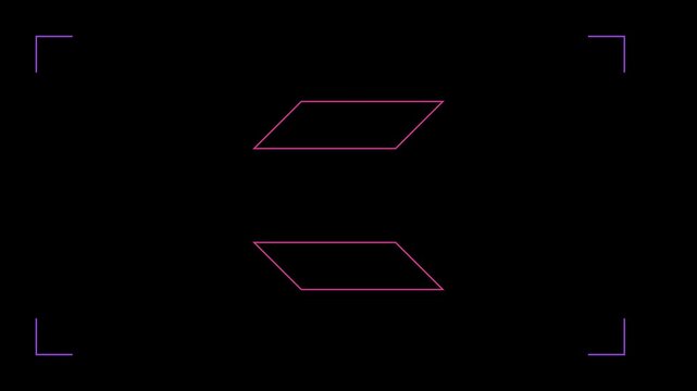 Neon pink geometric shape hud interface for digital technology and futuristic motion animation 4k