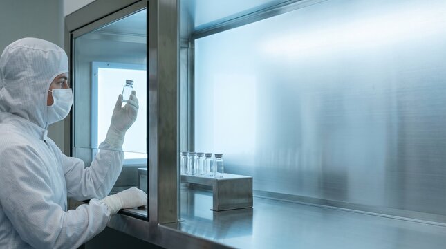 Final sterile vial inspection in pharmaceutical enclosure