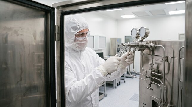 Technician services a specialty gas cabinet regulator
