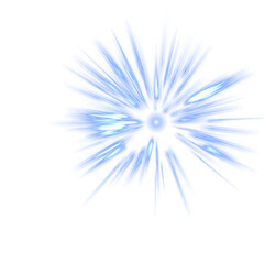 Fototapeta premium Radial burst of light blue elongated shapes radiating from a central point isolated on a transparent background