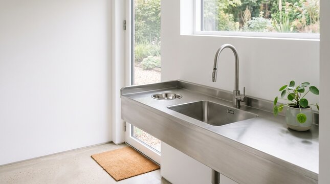 Clean pet wash counter ready for everyday feeding routines