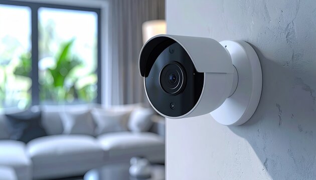Smart home security camera 3D illustration