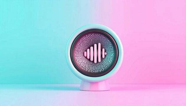 Speaker icon with maximum volume symbol, 3D Illustration, audio technology concept, pastel background