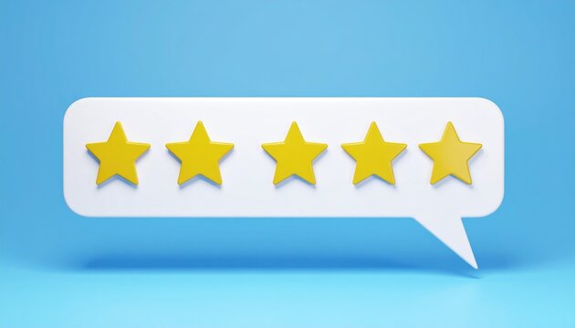 Feedback concept with speech bubble and star rating 3D illustration