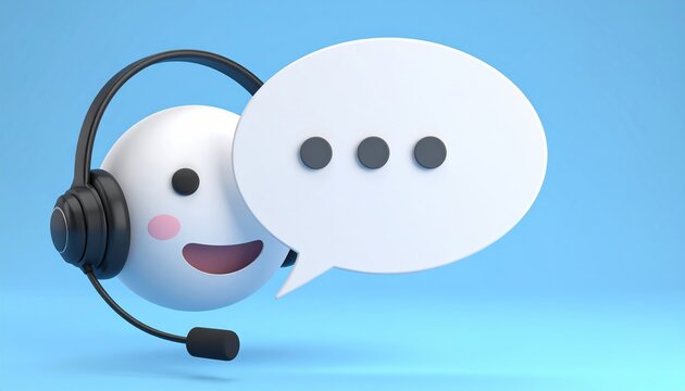 Customer support chat with headset and speech bubble 3D illustration