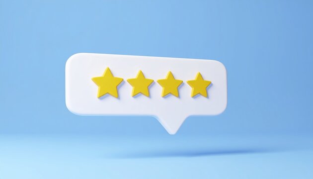 Feedback concept with speech bubble and star rating 3D illustration