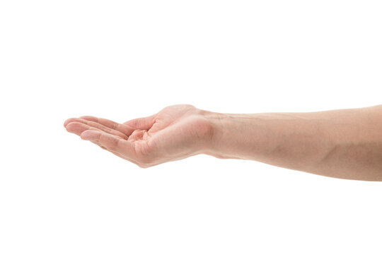 Man hand isolated on white for show or hold something