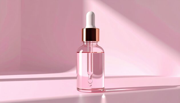 Skincare serum bottle with pipette 3D illustration