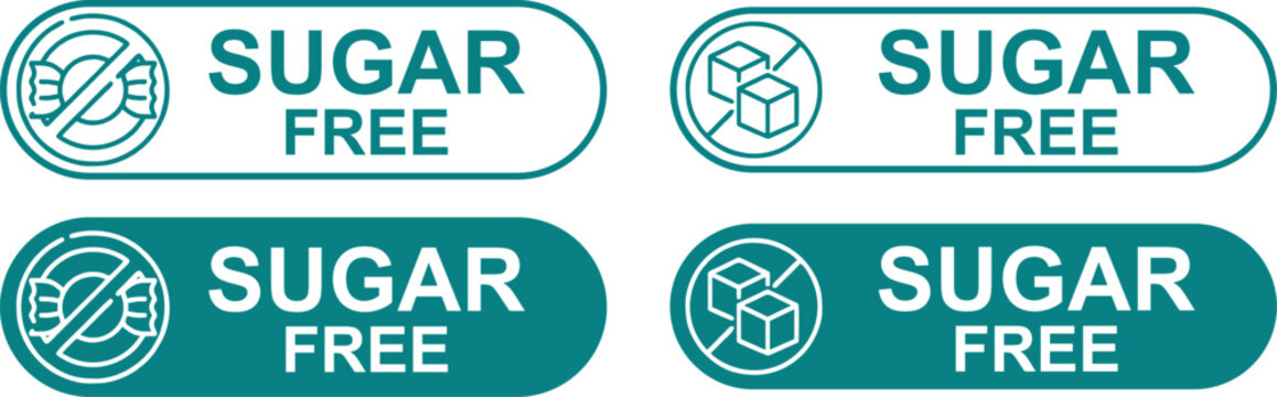 Sugar Free Label Badges Set, Vector Healthy Product Packaging Stamps
