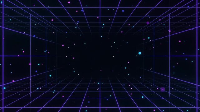 Neon Gaming Stream Starting Soon Background with Digital Grid