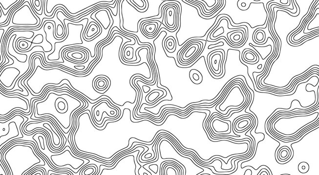 Detailed background with dense, concentric black contour lines showing high elevation changes isolated on white background.