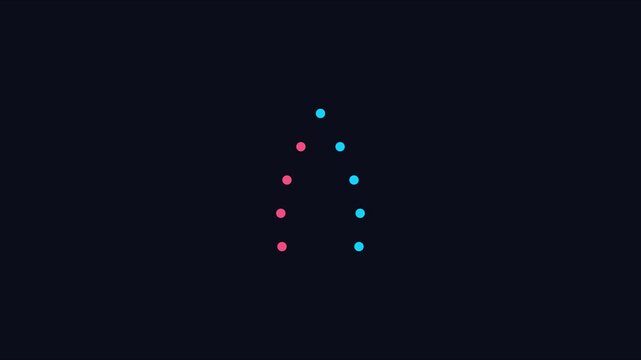 Minimalist abstract motion with pulsing neon dots on dark animation 4k background