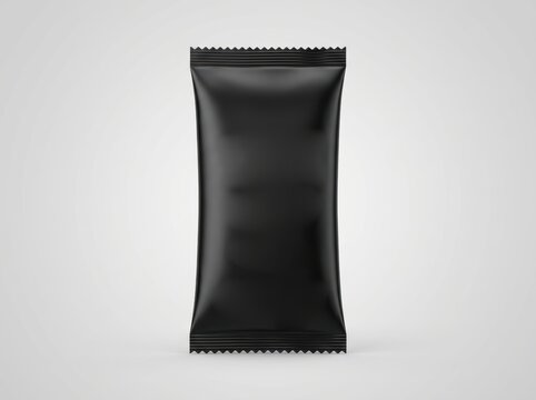 Small black rectangular sealed packet for food or product sample.