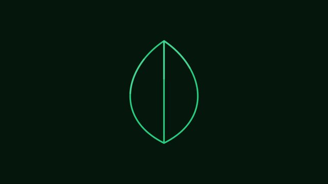 Minimalist green leaf animation, eco-friendly sustainability motion on dark 4k background