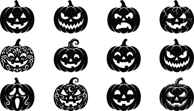 A spooky collection of jack o' lanterns celebrating the festive spirit of halloween night