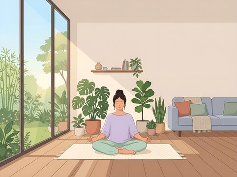 A serene and peaceful vector illustration of a person