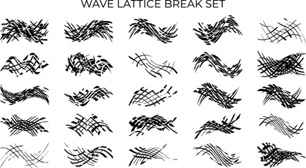Fototapeta premium Set of abstract wave lattice break patterns