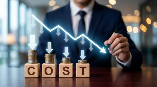 Businessman developing company cost saving and cost management strategies.