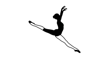 Black silhouette of a female ballet dancer leaping with ballet pose performing arts ballet leap artistic dance classical dance ballet art body movement ballet performer dancing figure © ANMSHAFIQUL
