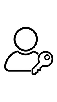 Minimalist user icon with a key symbol for secure account access security icon user profile identity management secure login admin access digital key permission icon user settings web icon