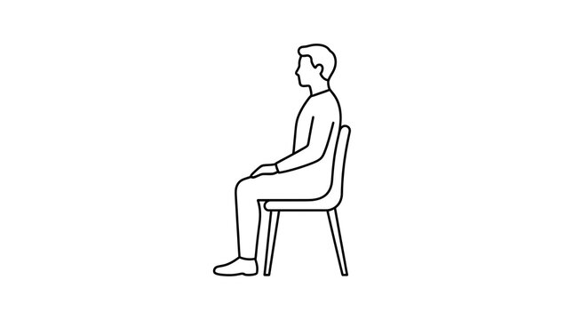 Minimalist line art illustration of a person sitting on a chair with minimalist design seated human furniture icon outline drawing human silhouette resting posture simple vector monochrome