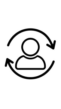 User account refresh or sync icon with circular arrows web element line art black white circular arrow rotation interface business application technology connection management