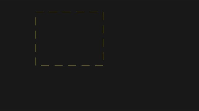 Minimalist animated dashed square outline moving on dark animation 4k background