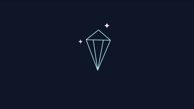 Minimalist diamond animation with twinkling stars on dark 4k background, luxury jewelry