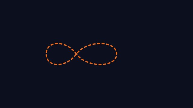 Minimalist orange infinity symbol loop animation on dark 4k background, for modern motion, and digital projects