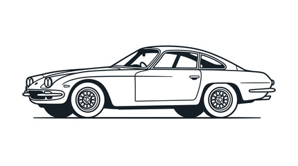 Fototapeta premium Classic vintage sports car side profile sketch.