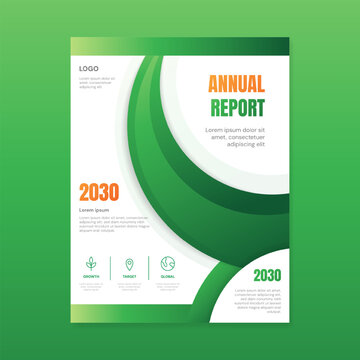 Company leaflet design featuring abstract green wave graphic curves