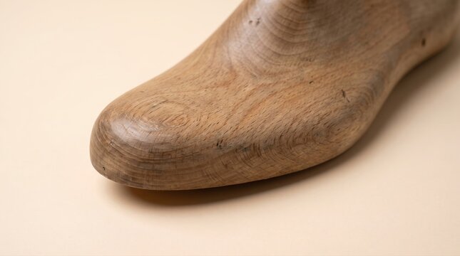 Vintage wooden shoe last for cobbler craft and traditional footwear manufacturing.