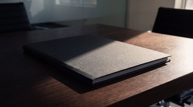 Minimalist Corporate Evaluation Folder on Dark Table for Business Bias Concept
