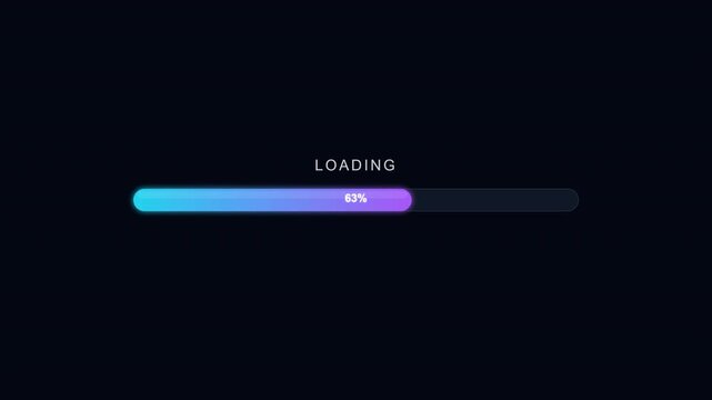 Futuristic Loading Progress Bar Animation with Percentage Counter, Modern Gradient Glow Status Bar Motion Graphic Element for Web, UI Design, and App Interface Overlay