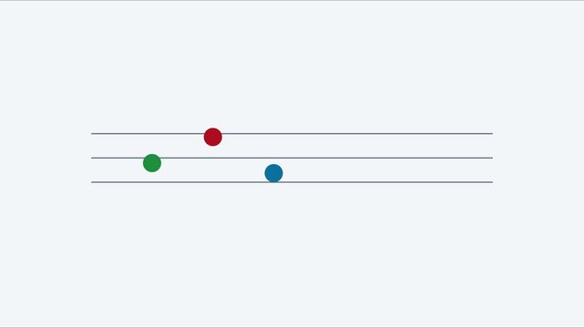 Minimalist animated music notes on staff lines, abstract musical rhythm concept animation 4k melody