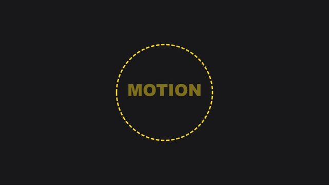Minimalist motion with yellow dashed circle and typography on dark animation 4k background