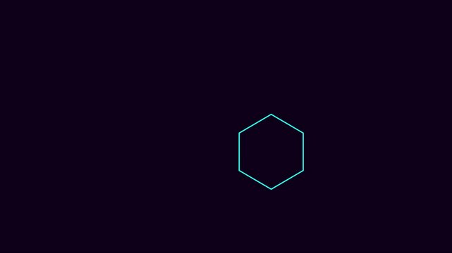 Neon purple hexagon geometric shape pulsing animation on dark 4k background