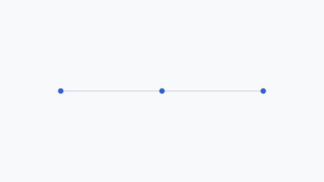 Minimalist loading bar animation with blue progress dots on clean 4k white background