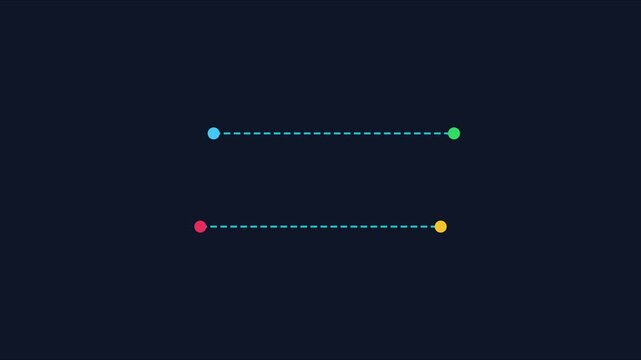 Minimalist motion with animated colorful dots and dashed connecting lines animation 4k motion minimalist