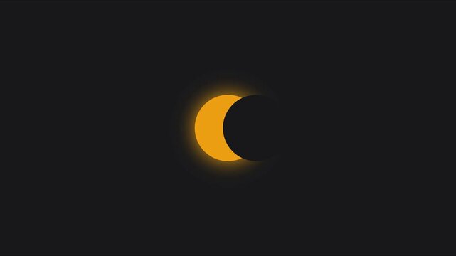 Solar eclipse animation: total eclipse phase with glowing golden ring effect 4k moon astronomy space