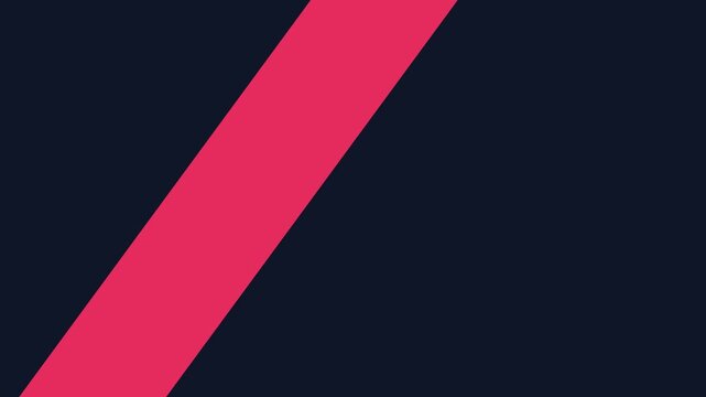 Minimalist abstract animation 4k background, with diagonal pink, stripe moving across, dark blue surface
