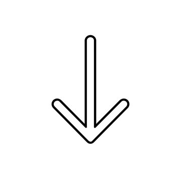 Arrow down icon, black glyph vector symbol for web and app interface design