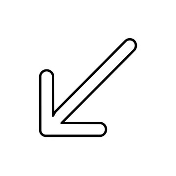 Arrow down left icon, black glyph vector symbol for web and app interface design