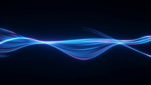 Abstract blue light waves, flowing glowing energy lines, futuristic neon motion graphics for technology backgrounds isolated on Transparent Background