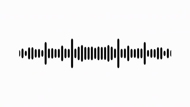 Individual sound wave patterns on a white background; black line sound wave visualization; sound recording; transparent background sound wave visualization; sound wave animation on a white background.
