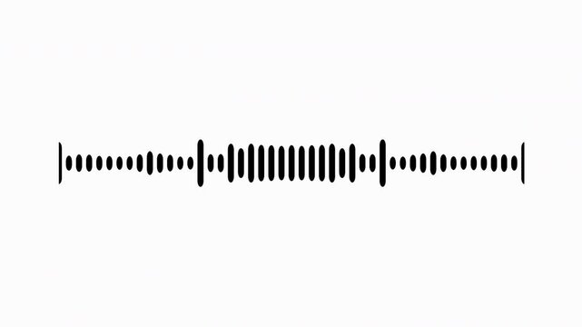Individual sound wave patterns on a white background; black line sound wave visualization; sound recording; transparent background sound wave visualization; sound wave animation on a white background.
