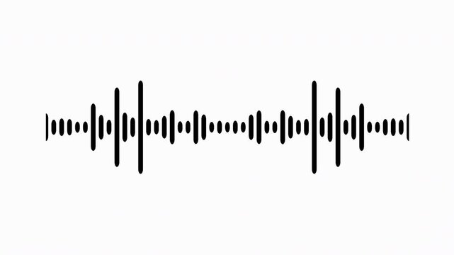 Individual sound wave patterns on a white background; black line sound wave visualization; sound recording; transparent background sound wave visualization; sound wave animation on a white background.