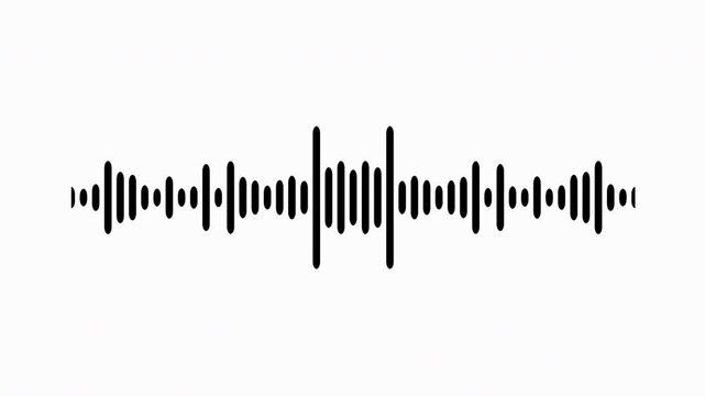 Individual sound wave patterns on a white background; black line sound wave visualization; sound recording; transparent background sound wave visualization; sound wave animation on a white background.
