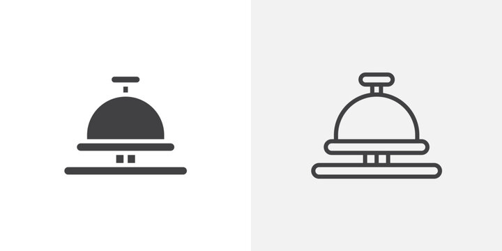 Bell concierge icon flat outline in black