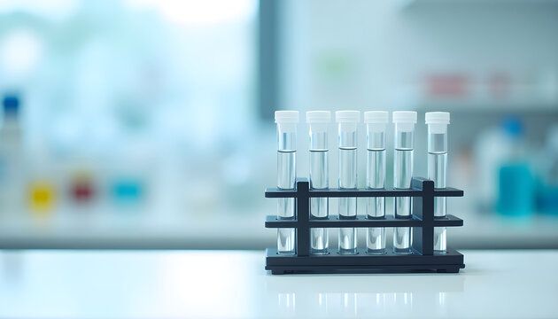 Test Tubes in Rack Laboratory Setting